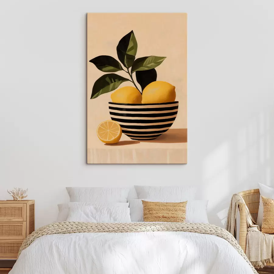murales Limones en un cuenco a rayas s51046