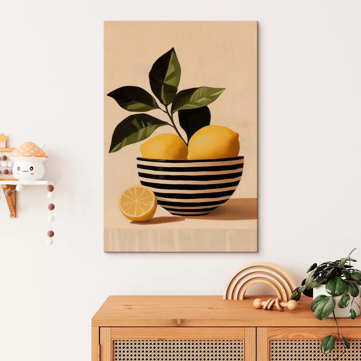 wall murals Lemons in a Striped Bowl s51046