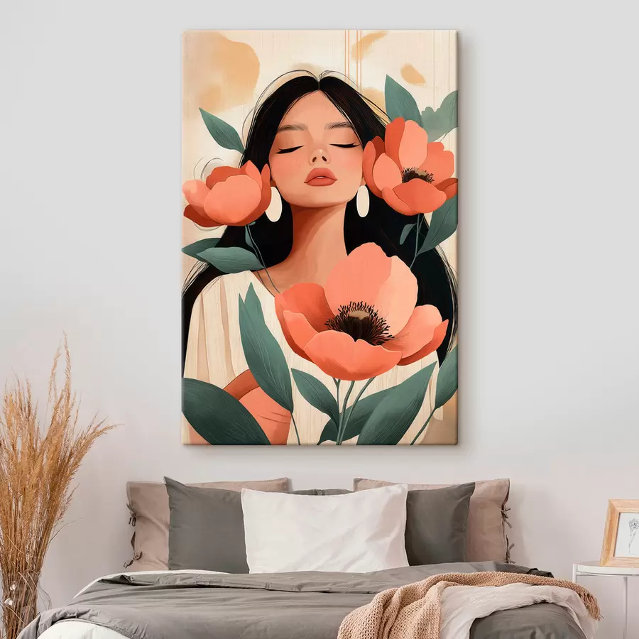 wall murals A Girl with Poppies s51050
