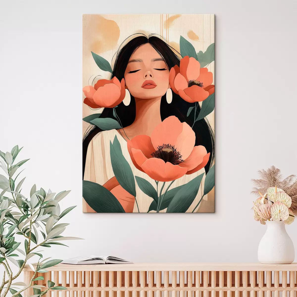 wall murals A Girl with Poppies s51050