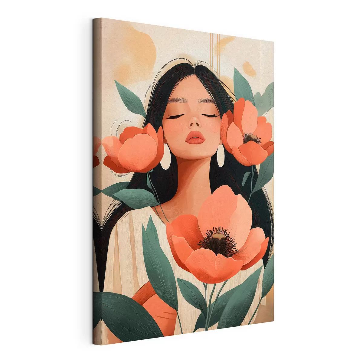 wall murals A Girl with Poppies s51050