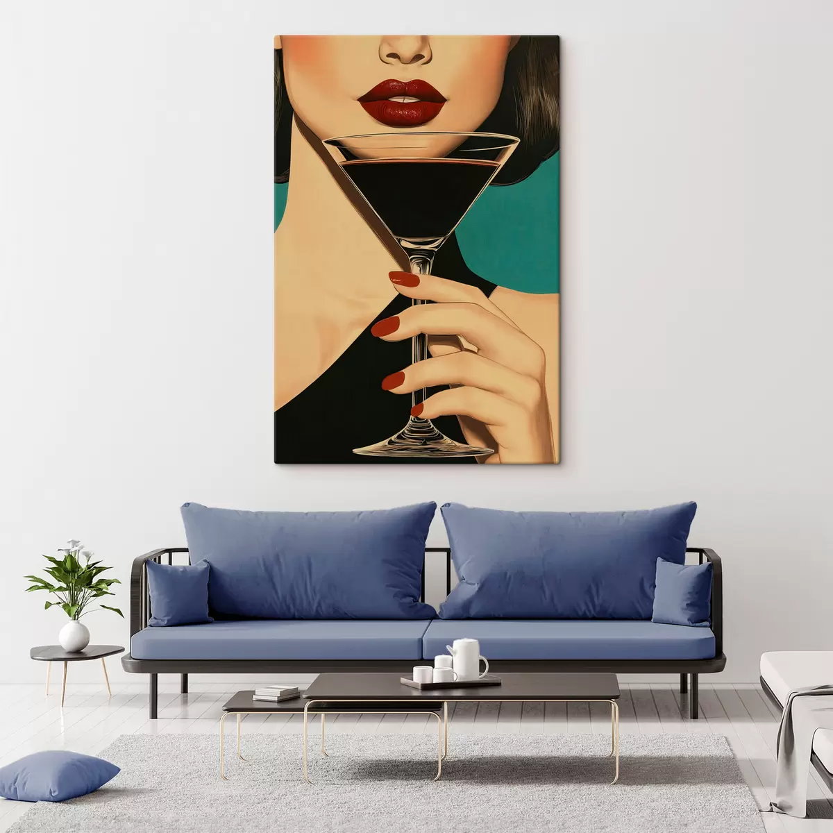 wall murals A girl with a glass s51052