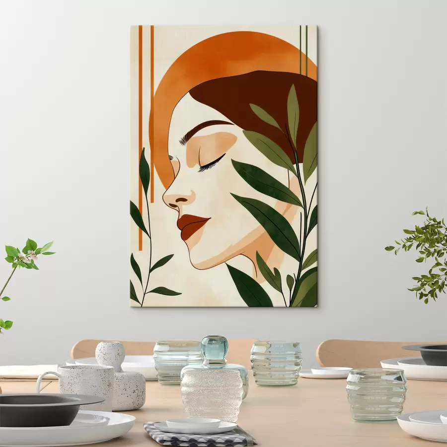 wall murals An abstract image of a girl with leaves s51053
