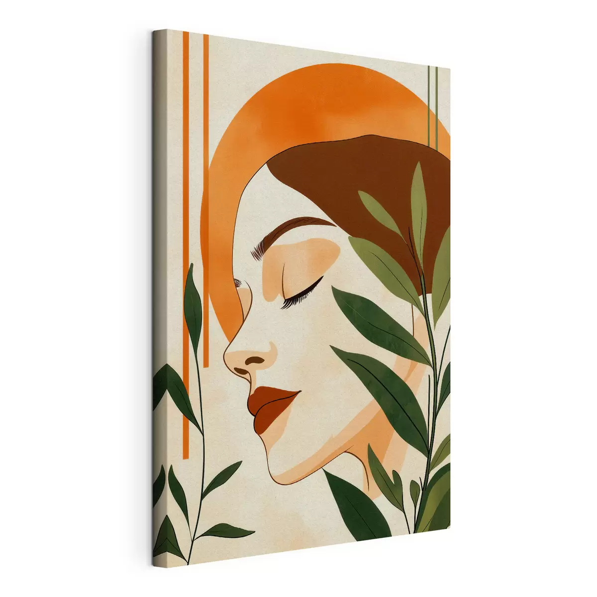 wall murals An abstract image of a girl with leaves s51053