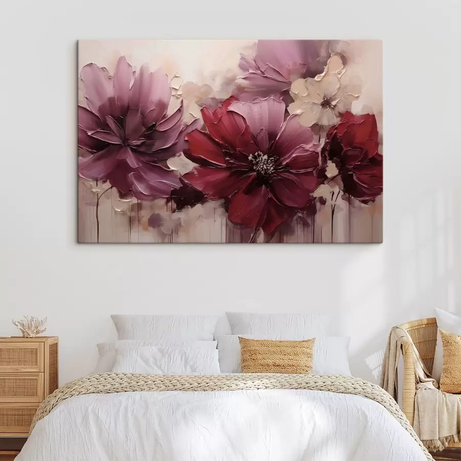 wall murals Lush Burgundy and Powder Dahlias s51086