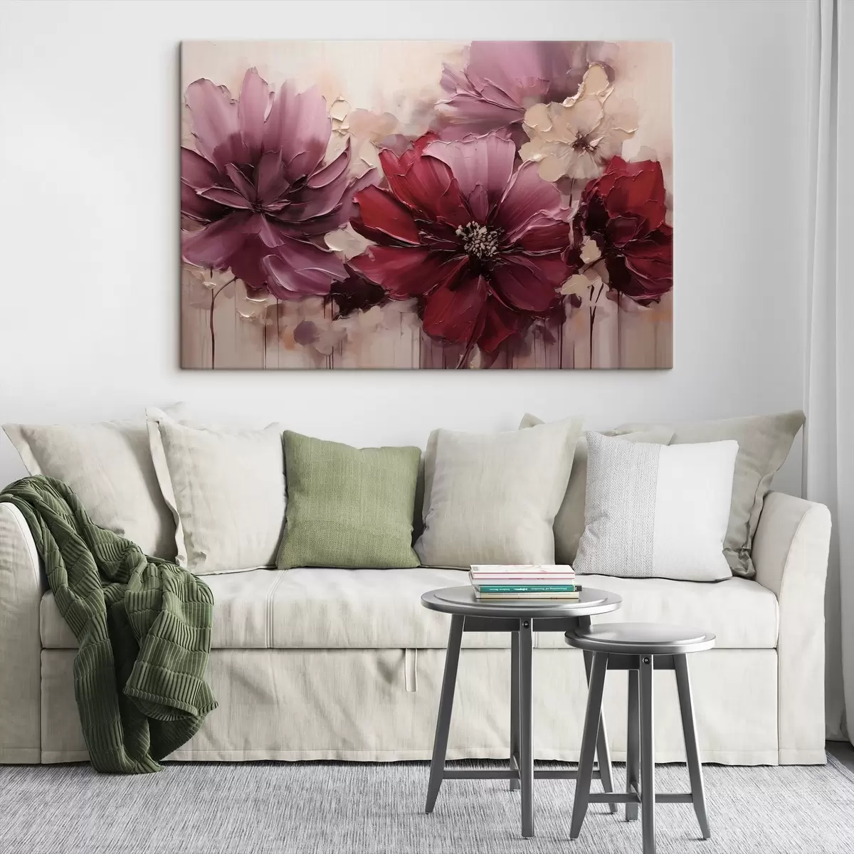 wall murals Lush Burgundy and Powder Dahlias s51086
