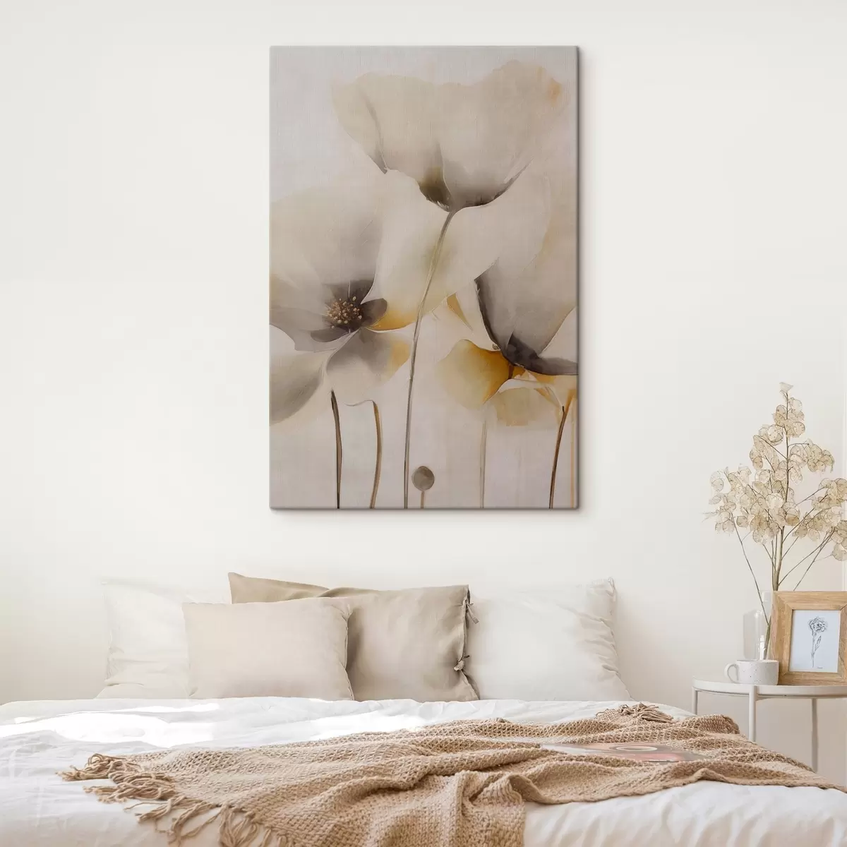 murales Amapolas etéreas en tonos beige s51090