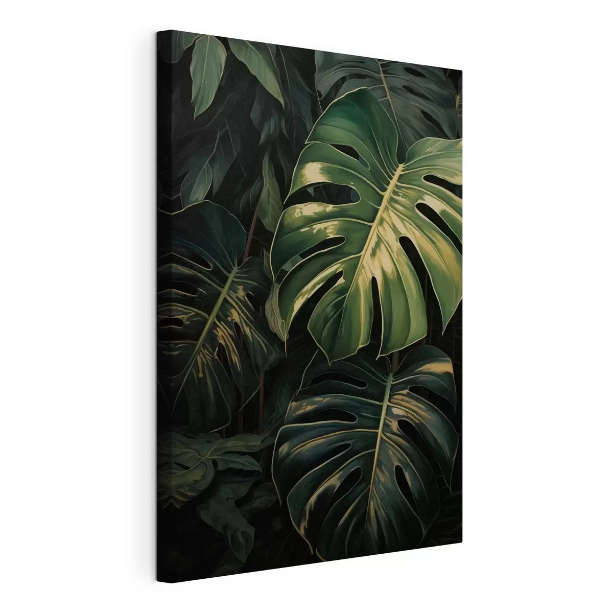 wall murals Glossy Monstera Leaves in Dark Tropics s51091