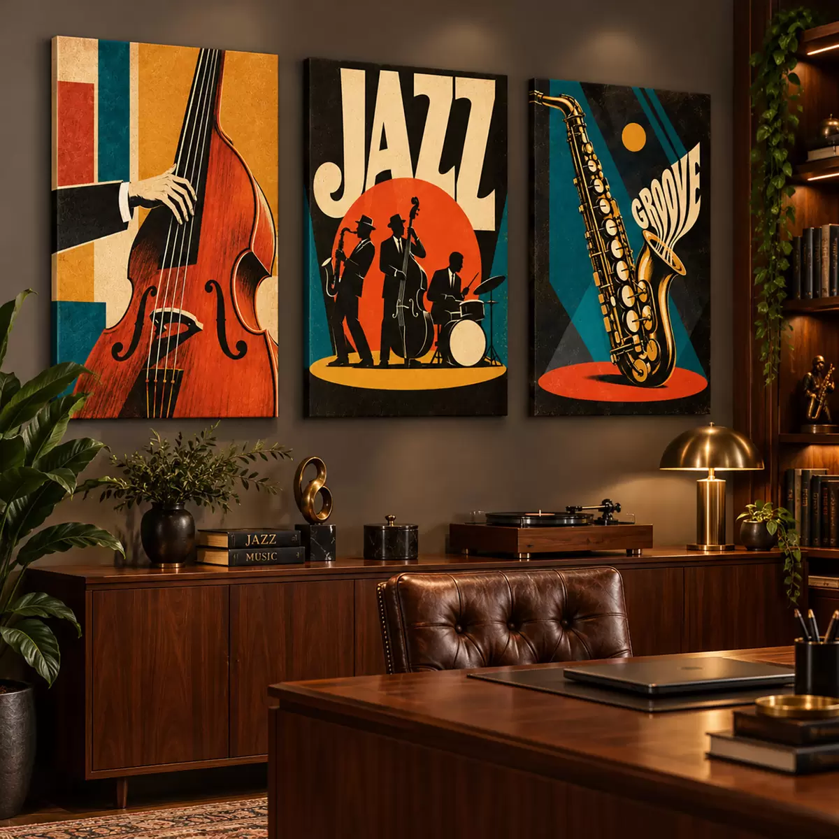 wall murals Jazz musicians performing in vibrant colors m31114