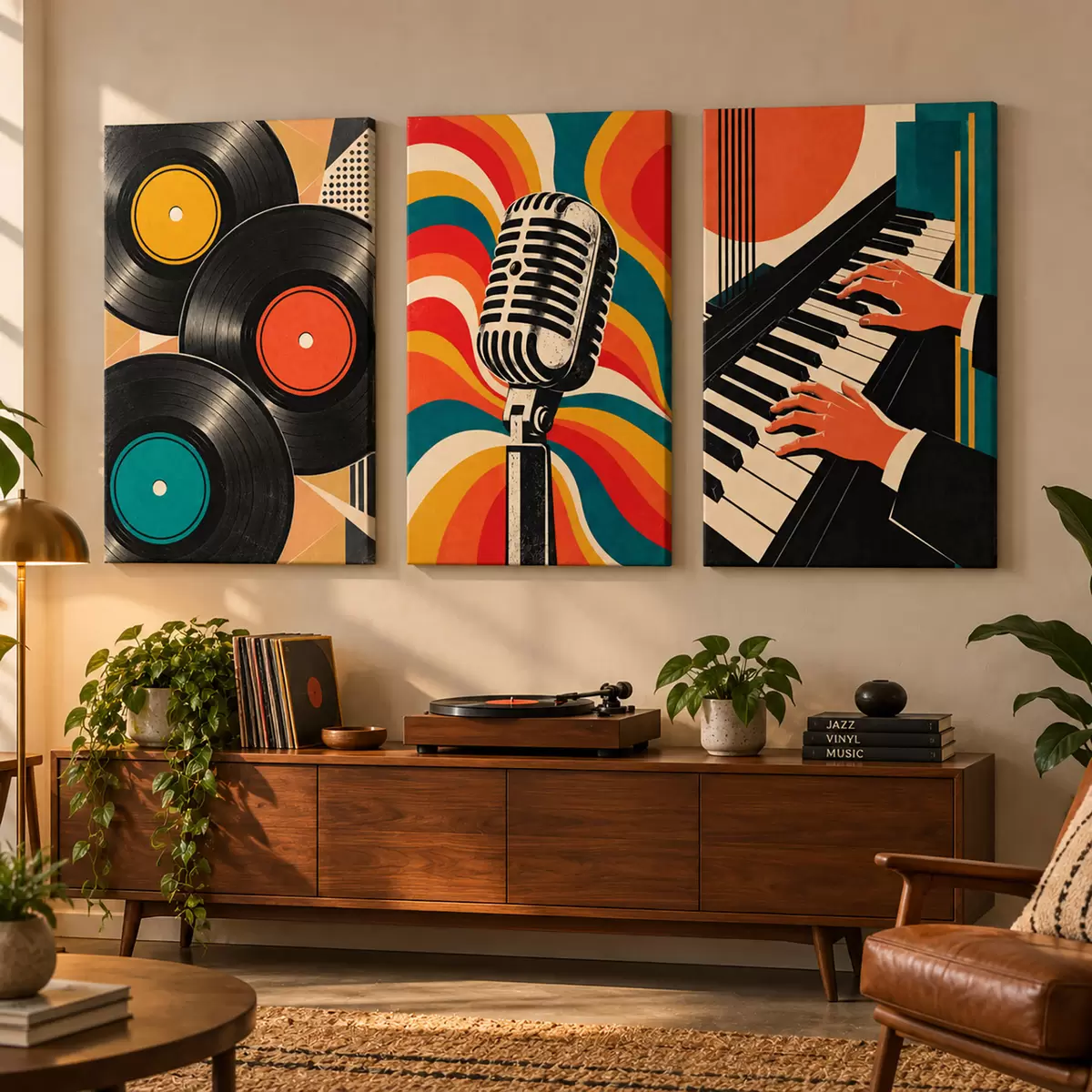 wall murals Musical elements in vibrant colors m31115