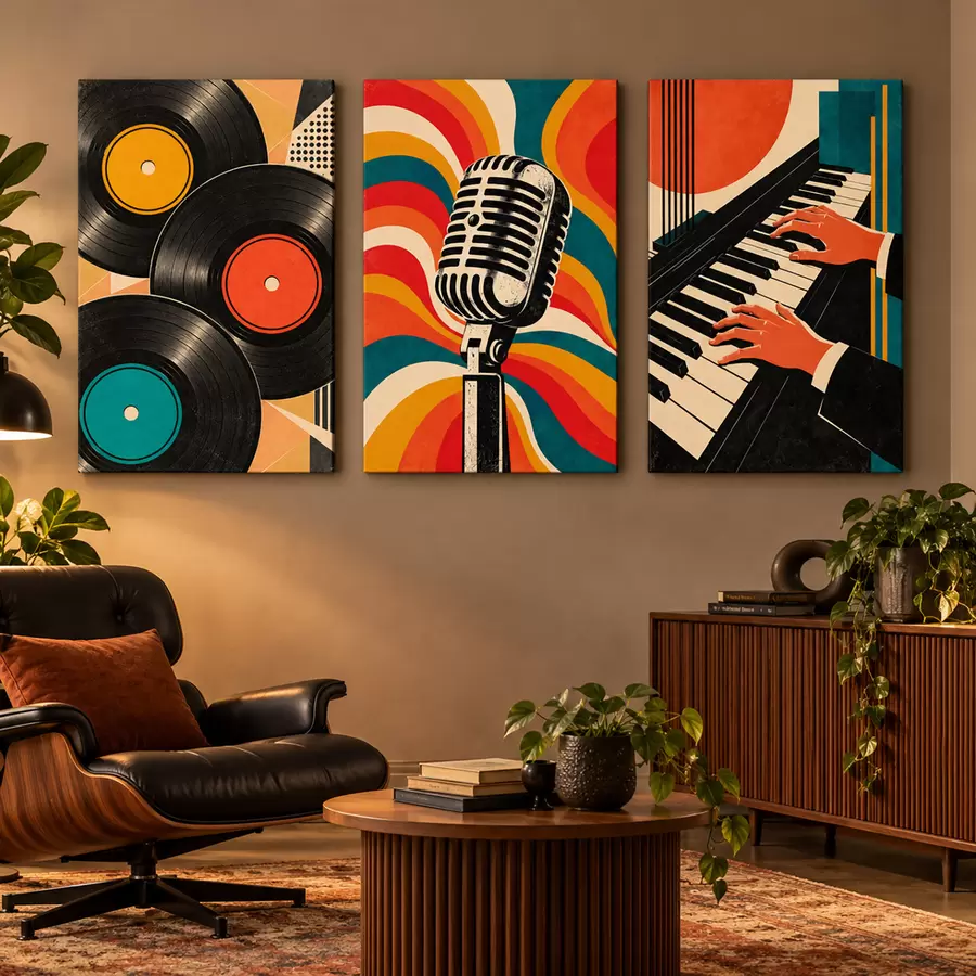 wall murals Musical elements in vibrant colors m31115