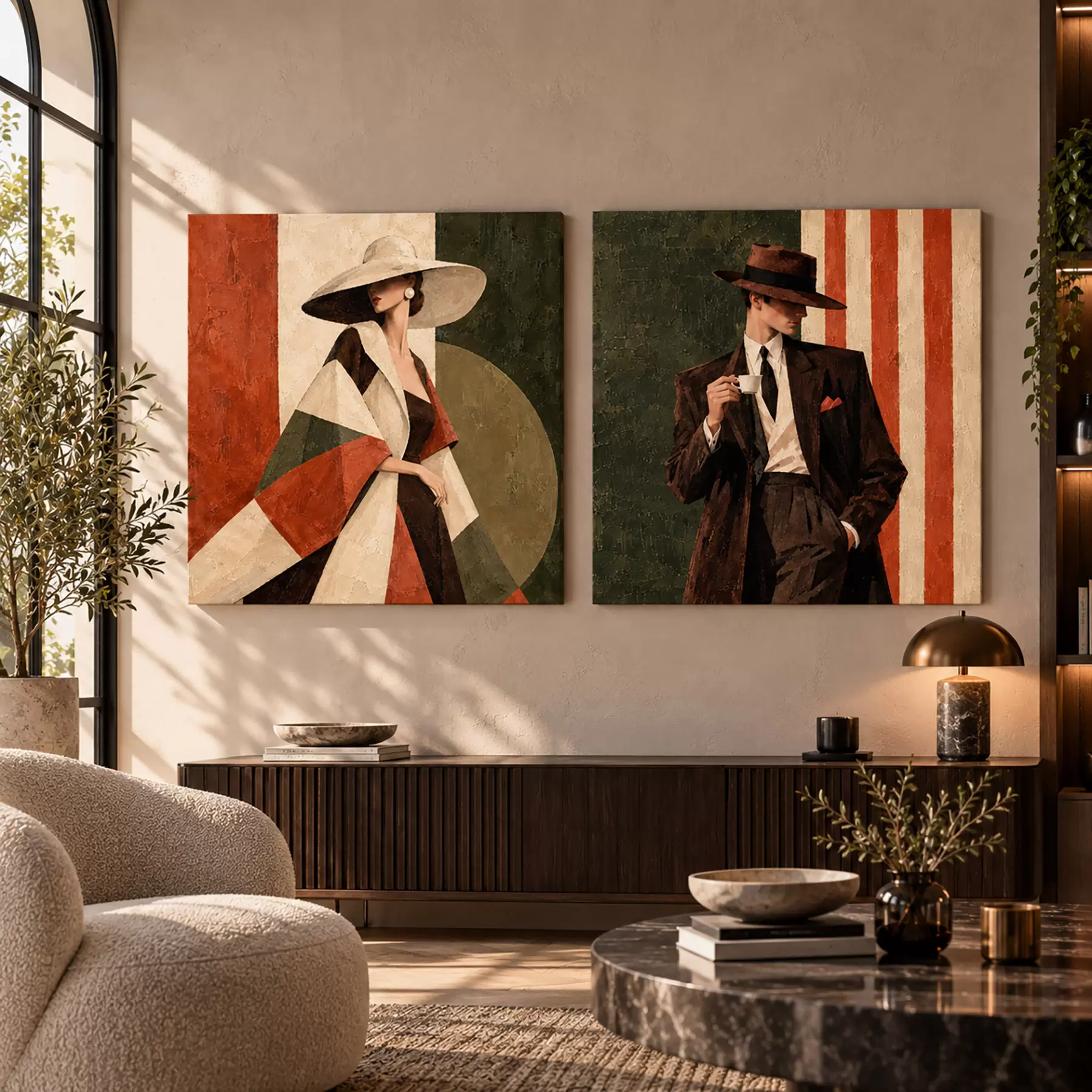wall murals Elegant figures in stylish attire m31116