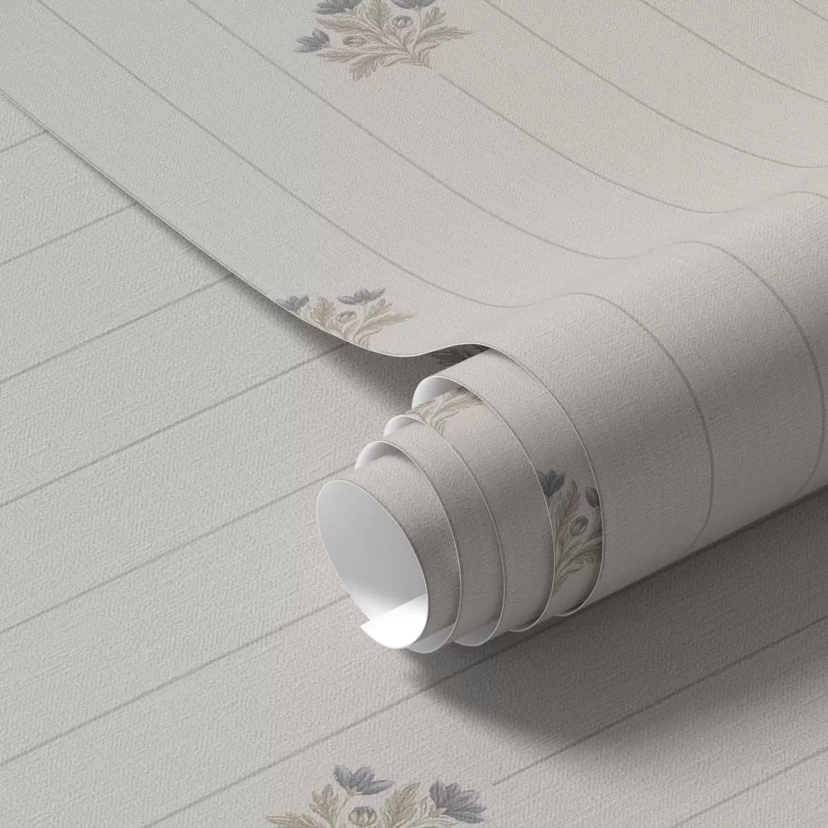 Wallpaper Delicate floral ornaments and vertical stripes a01282