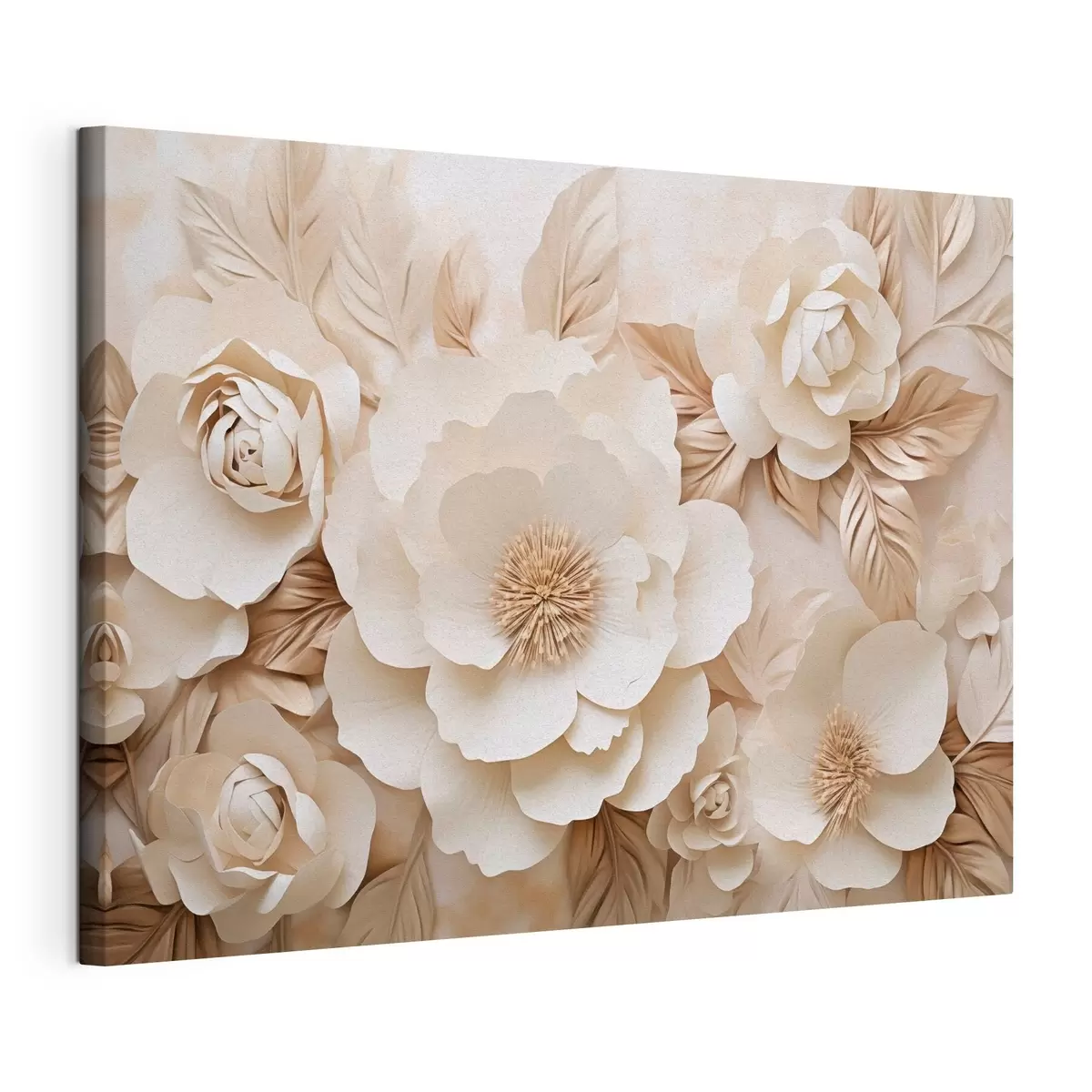 wall murals 3D Plaster Relief with White Flowers s51096