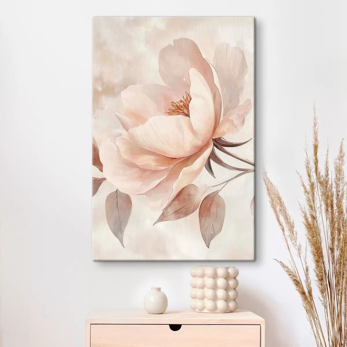 murales Flor en acuarela rosa-beige s51098