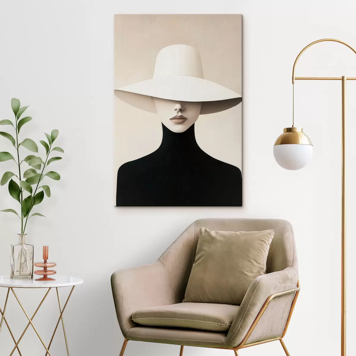 wall murals Woman in a White Hat s51146