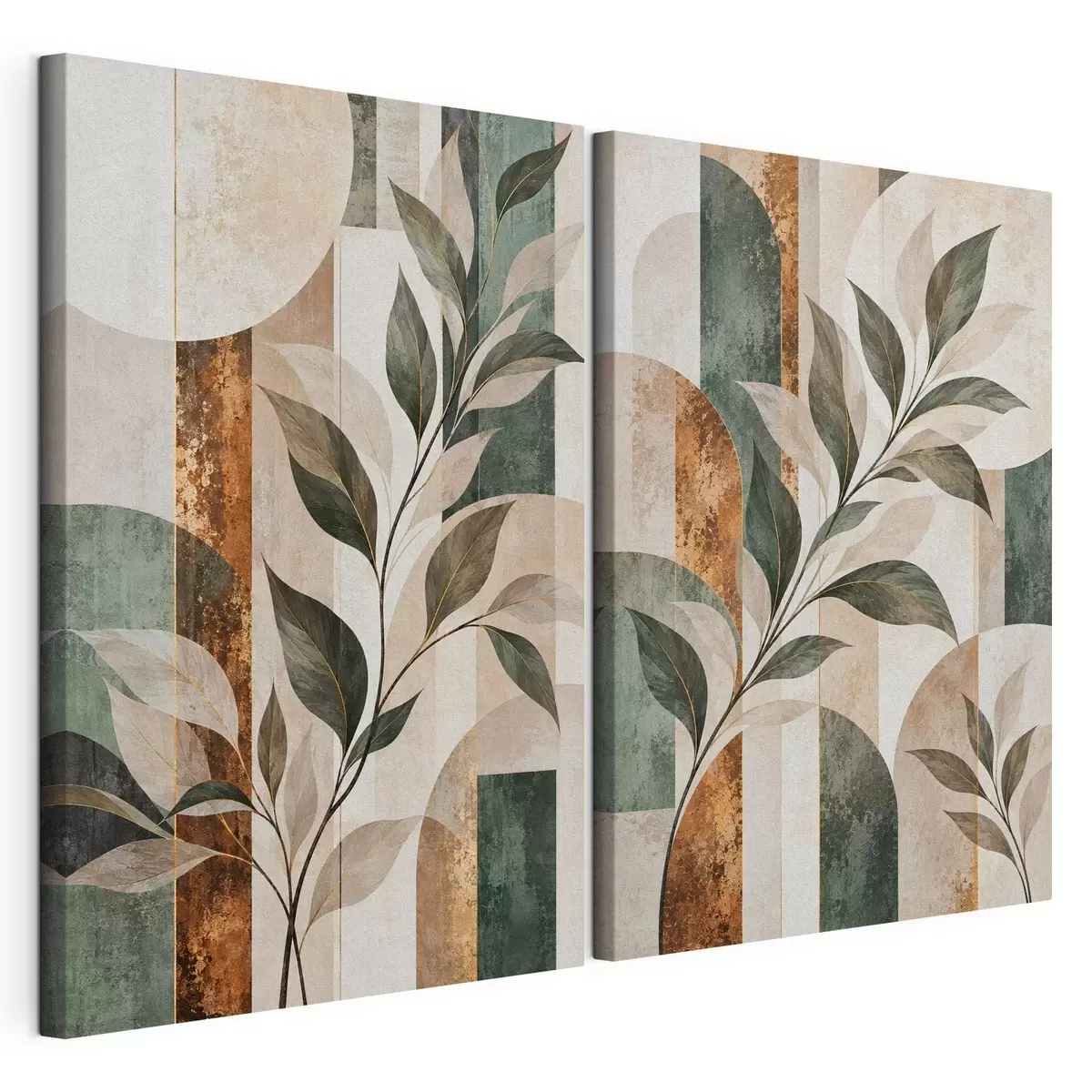 wall murals Abstraction with a branch of leaves m31117