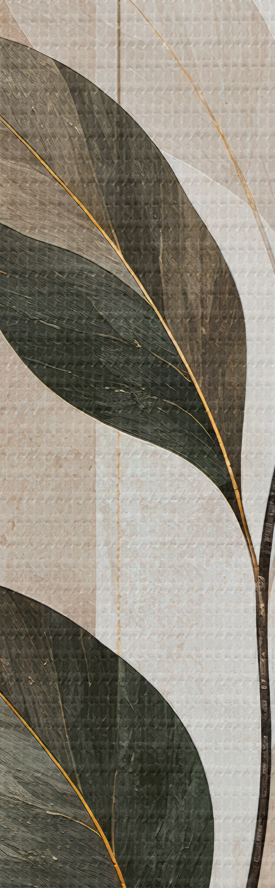wall murals Abstraction with a branch of leaves m31117