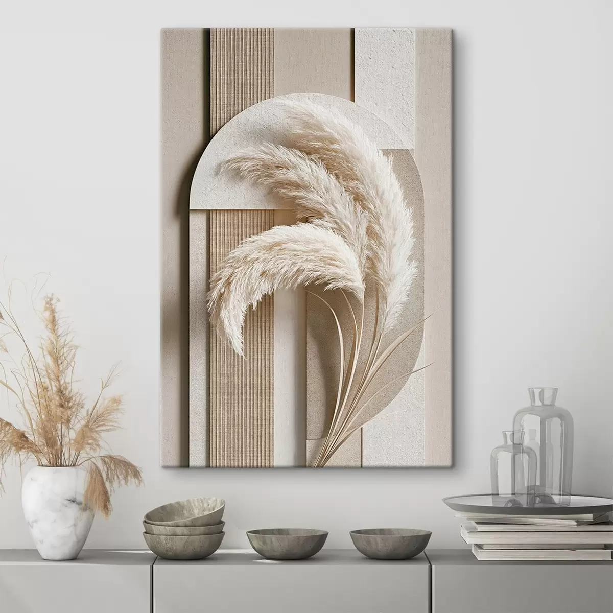 wall murals Pampas grass and geometric arches s50869