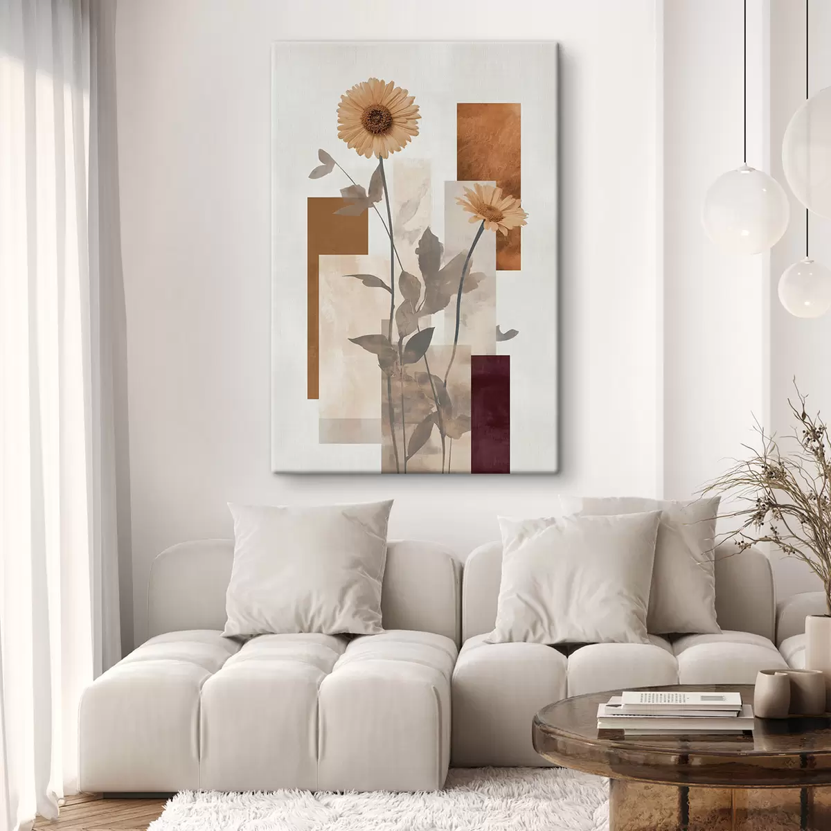 wall murals Flowers and geometric shapes s51179