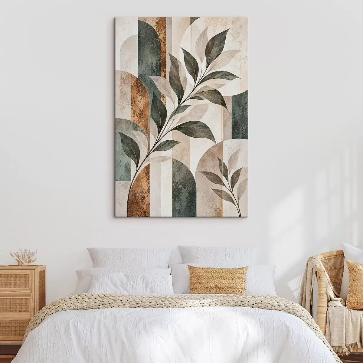 wall murals Abstraction with a branch of leaves s51181