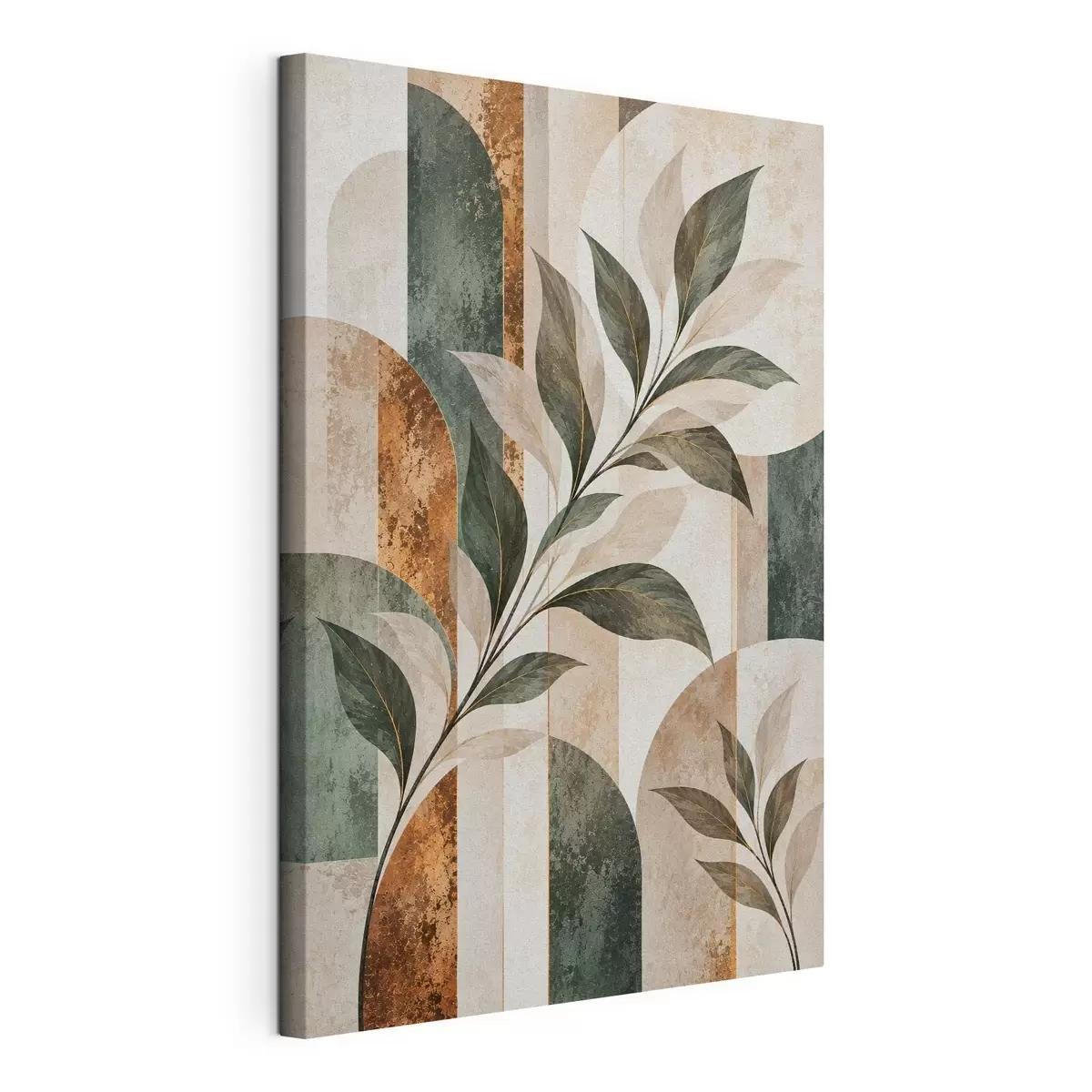 wall murals Abstraction with a branch of leaves s51181