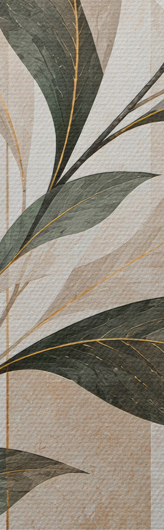 wall murals Abstraction with a branch of leaves s51181