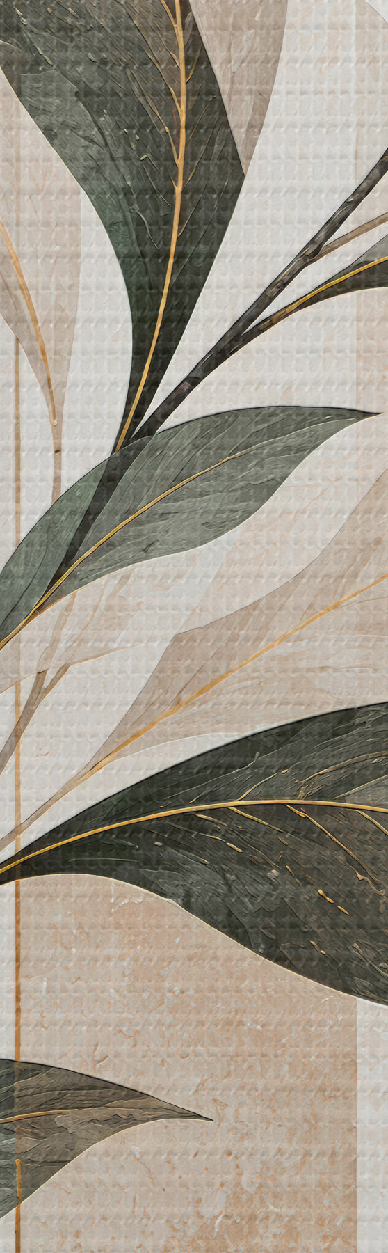 wall murals Abstraction with a branch of leaves s51181