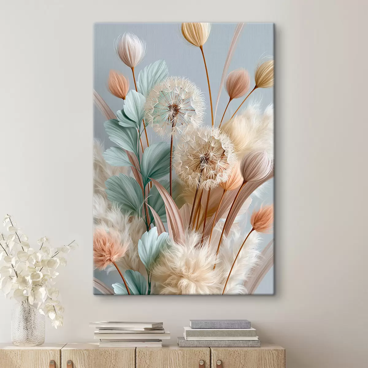 wall murals Delicate dandelions and wildflowers s51182