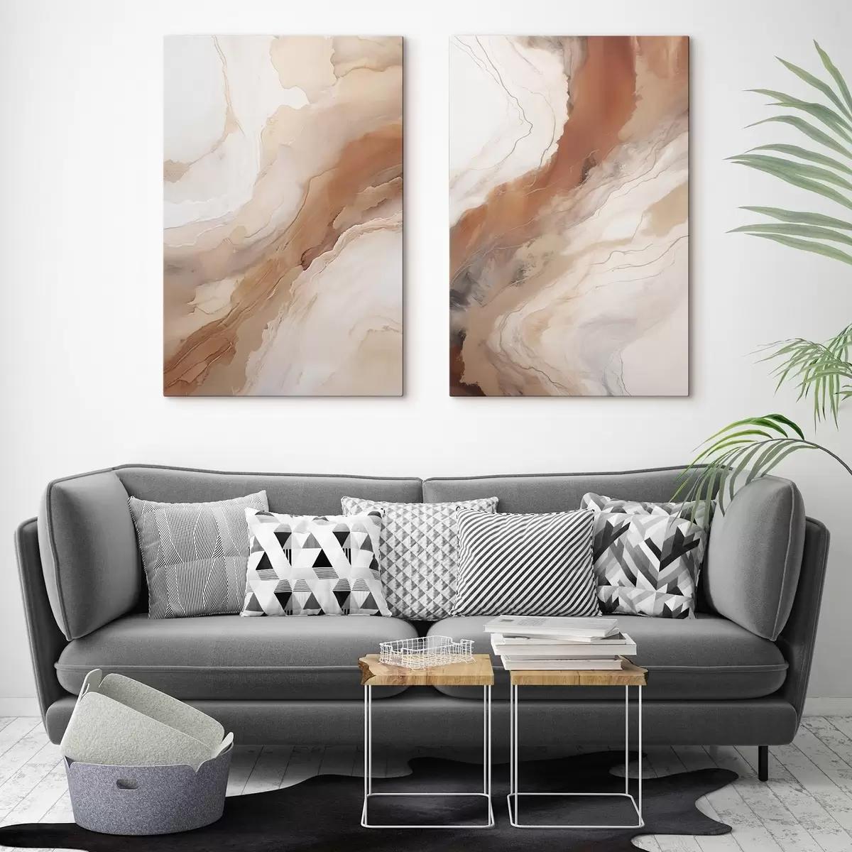 wall murals Beige and Terracotta Fluid Art Layers m31089