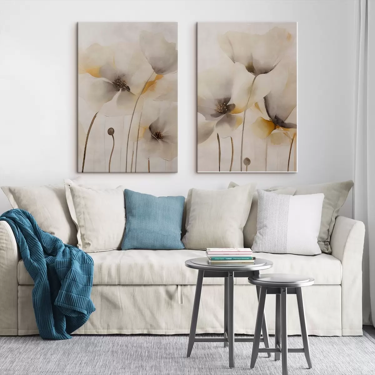 wall murals Airy Poppies in Pastel Tones m31090