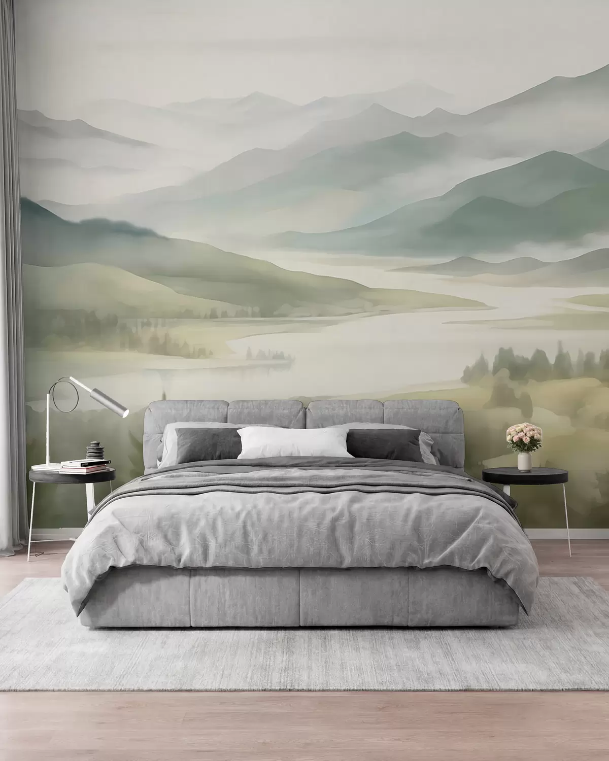 peintures murales Des montagnes avec un lac en arrière-plan w05833