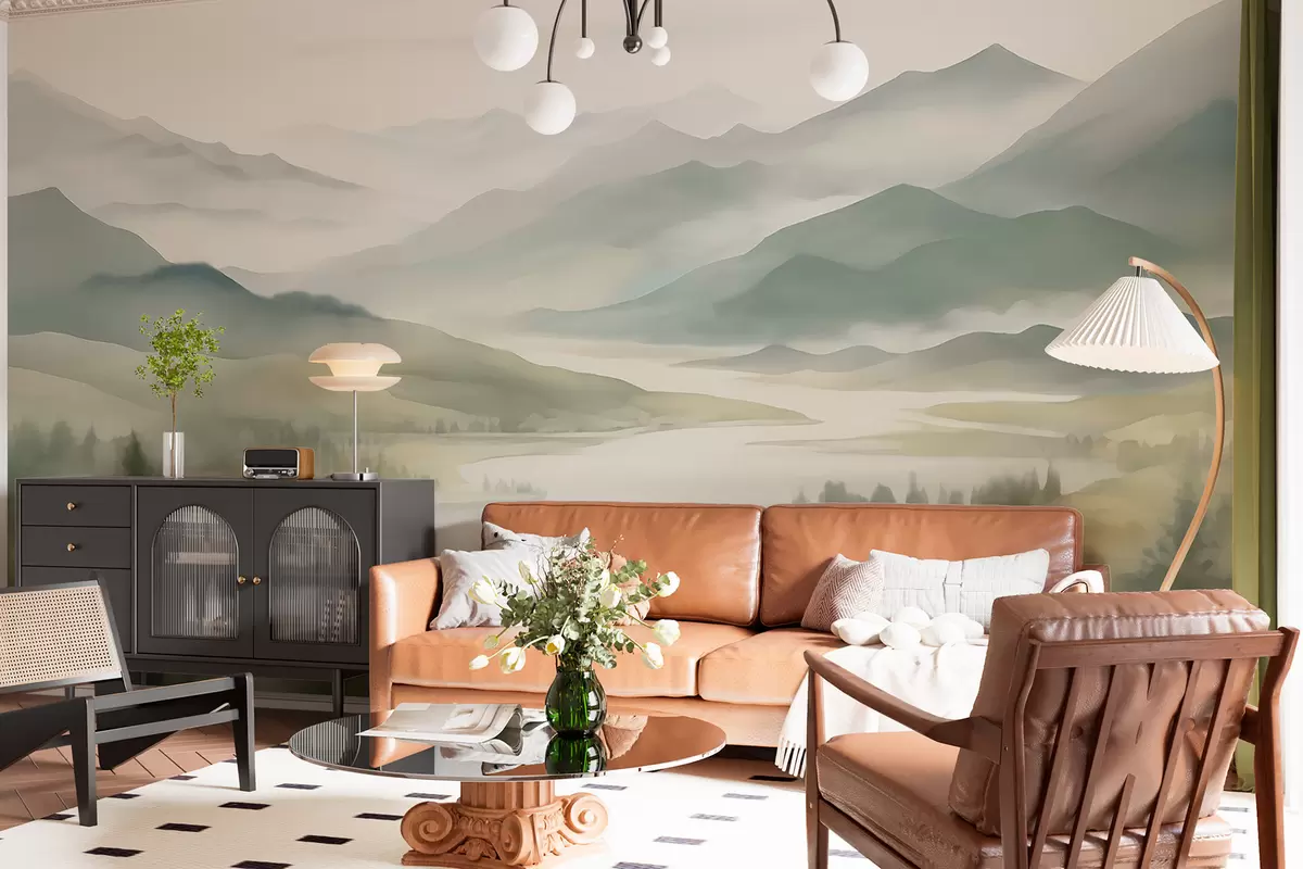 wall murals Mountains against the backdrop of a lake w05833