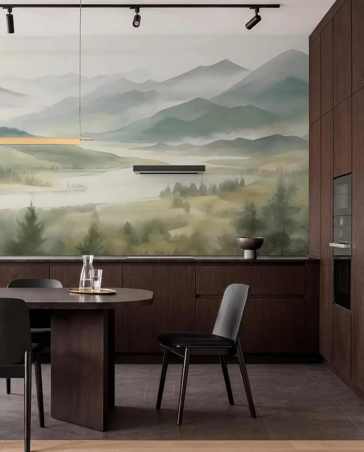 peintures murales Des montagnes avec un lac en arrière-plan w05833