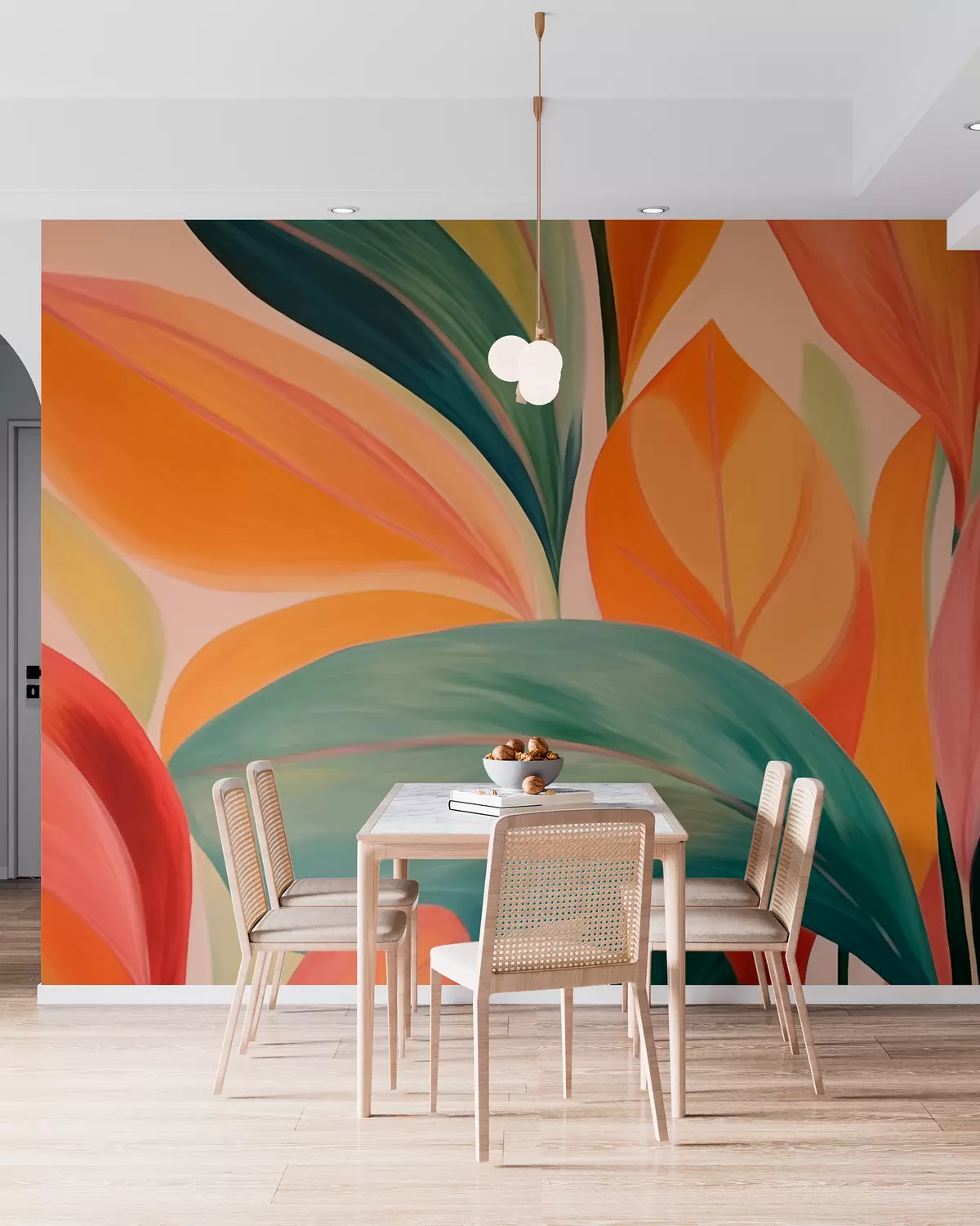 wall murals Colorful, pointed leaves w06005