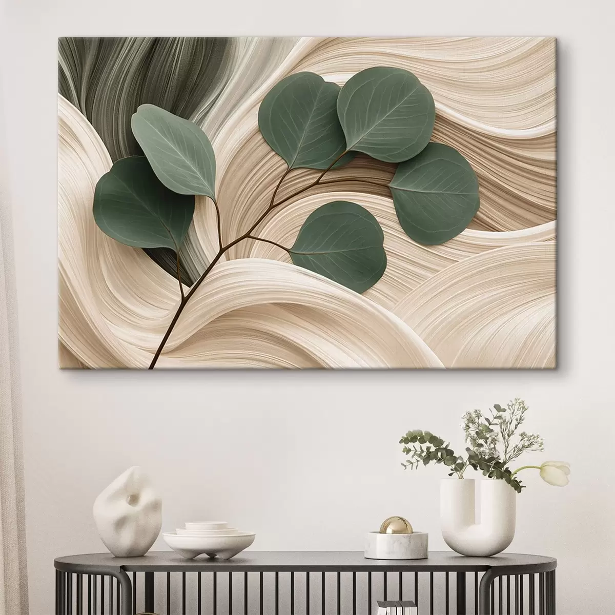 wall murals Abstract leaves and wavy lines s51283