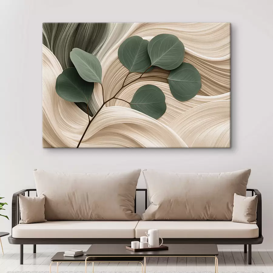 Wall Mural Photo Wallpaper Abstract leaves and wavy lines s51283