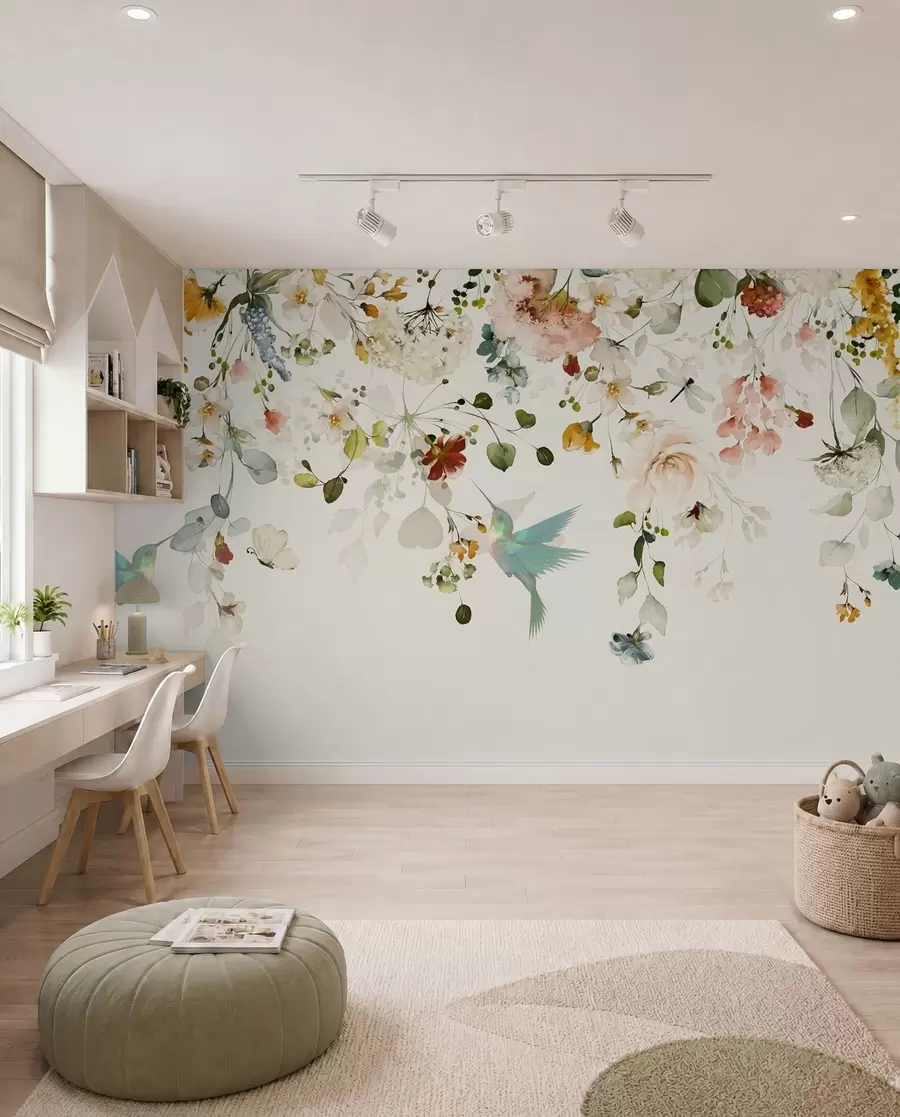 murales Flores y colibríes u59610