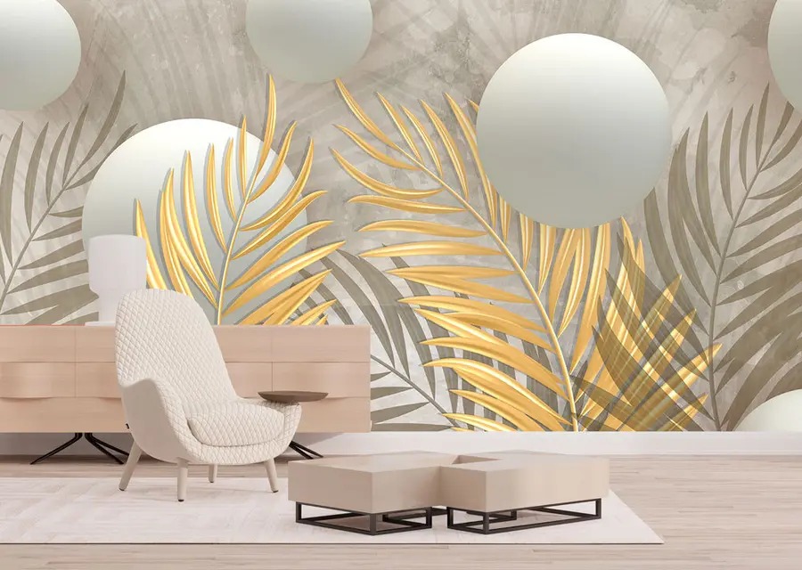 murales Hojas y cuadrados 3d u80467