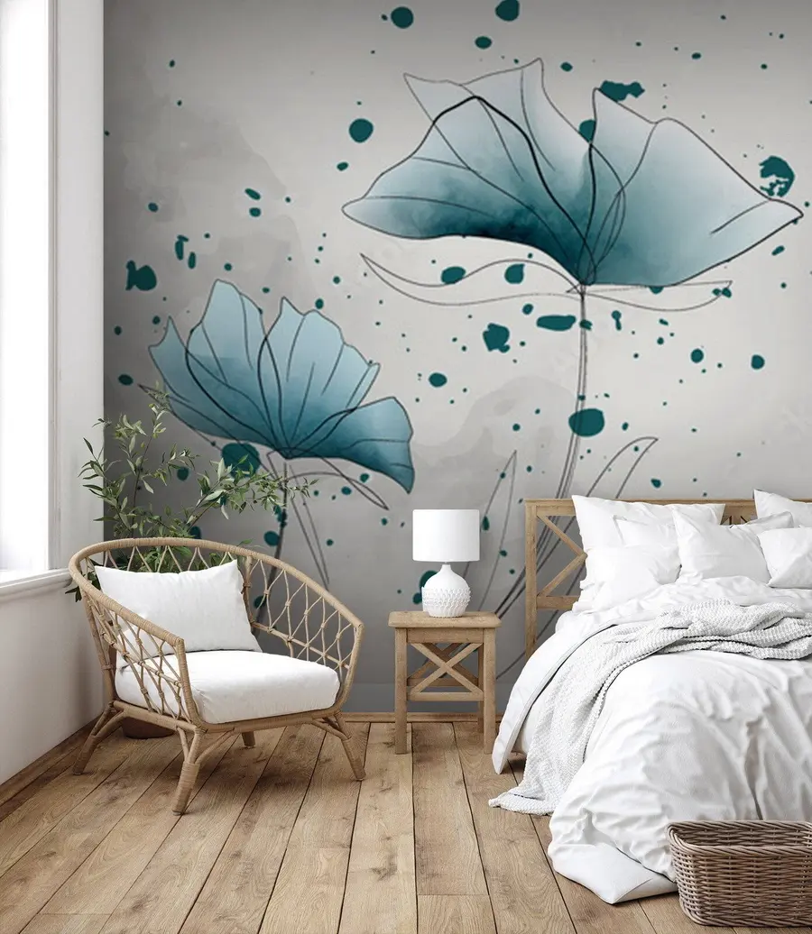 peintures murales Aquarelle de fleurs bleues u72112
