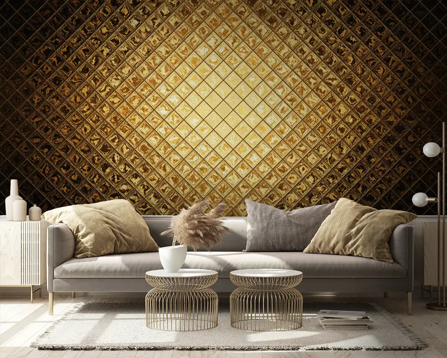 murales Marrón, patrón ámbar de rectángulos u23326