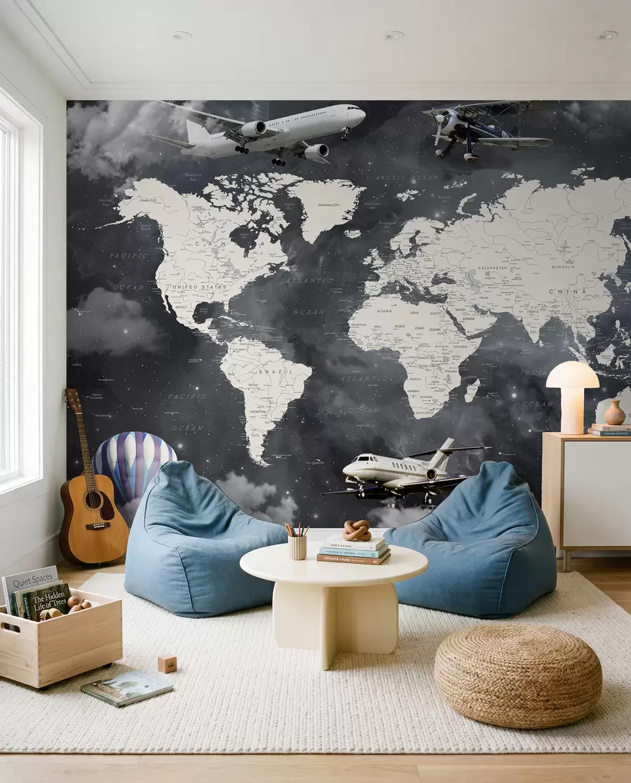 wall murals Map and planes u72597