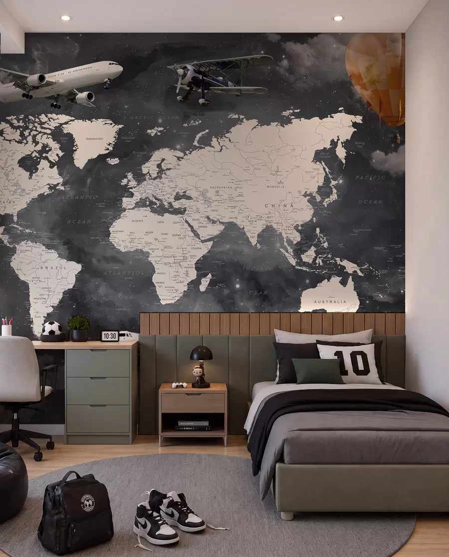Wall Mural Photo Wallpaper Map and planes u72597