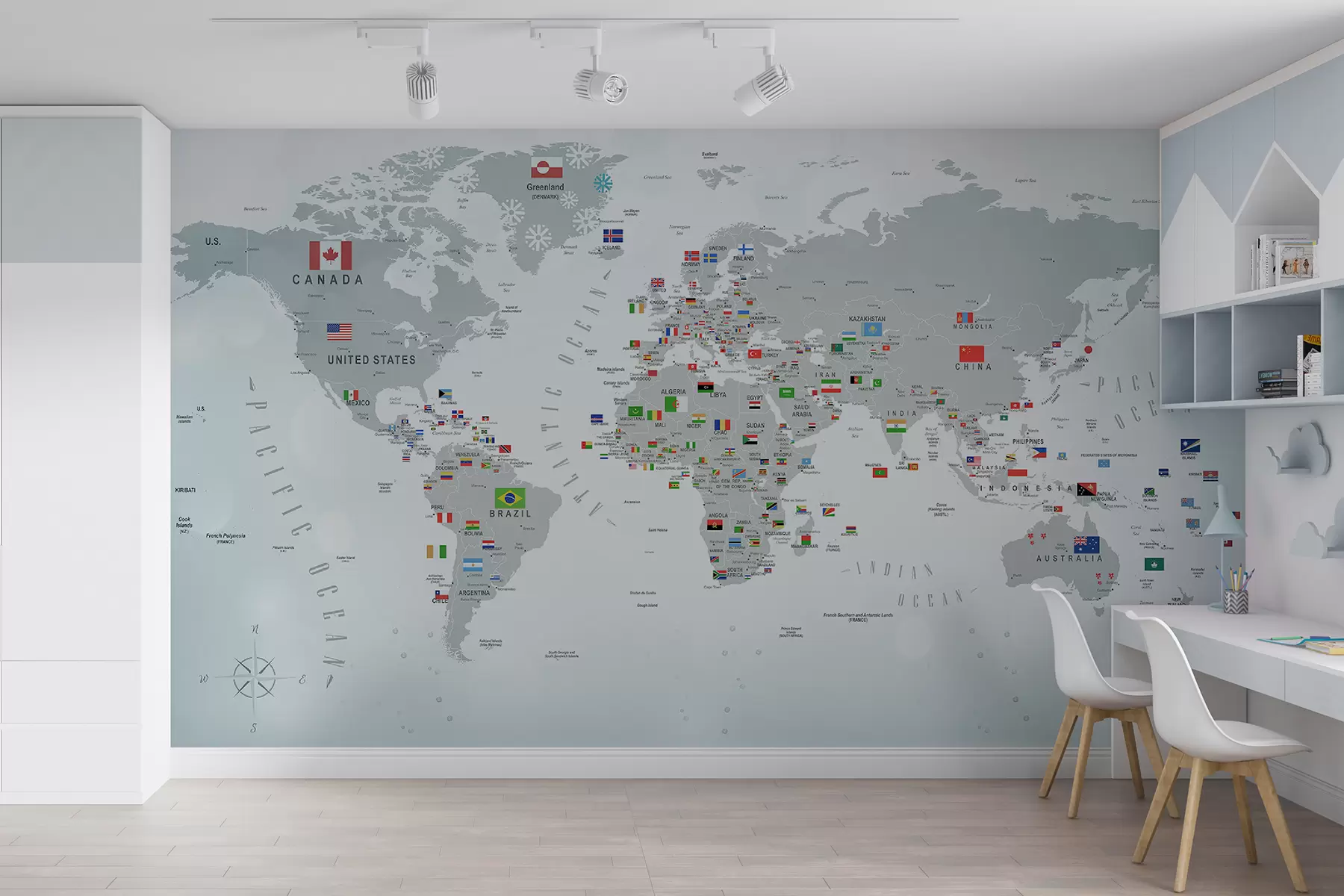 murales Mapa del mundo con banderas u72599