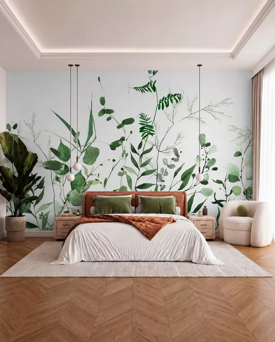 peintures murales Branches sauvages vertes u72395