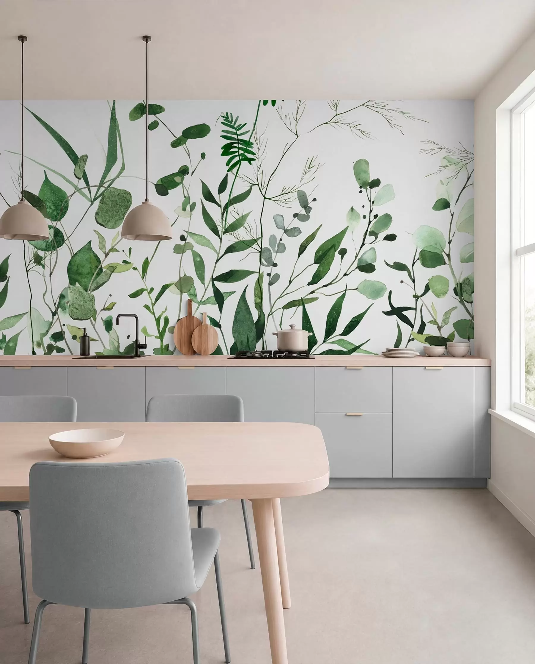 peintures murales Branches sauvages vertes u72395