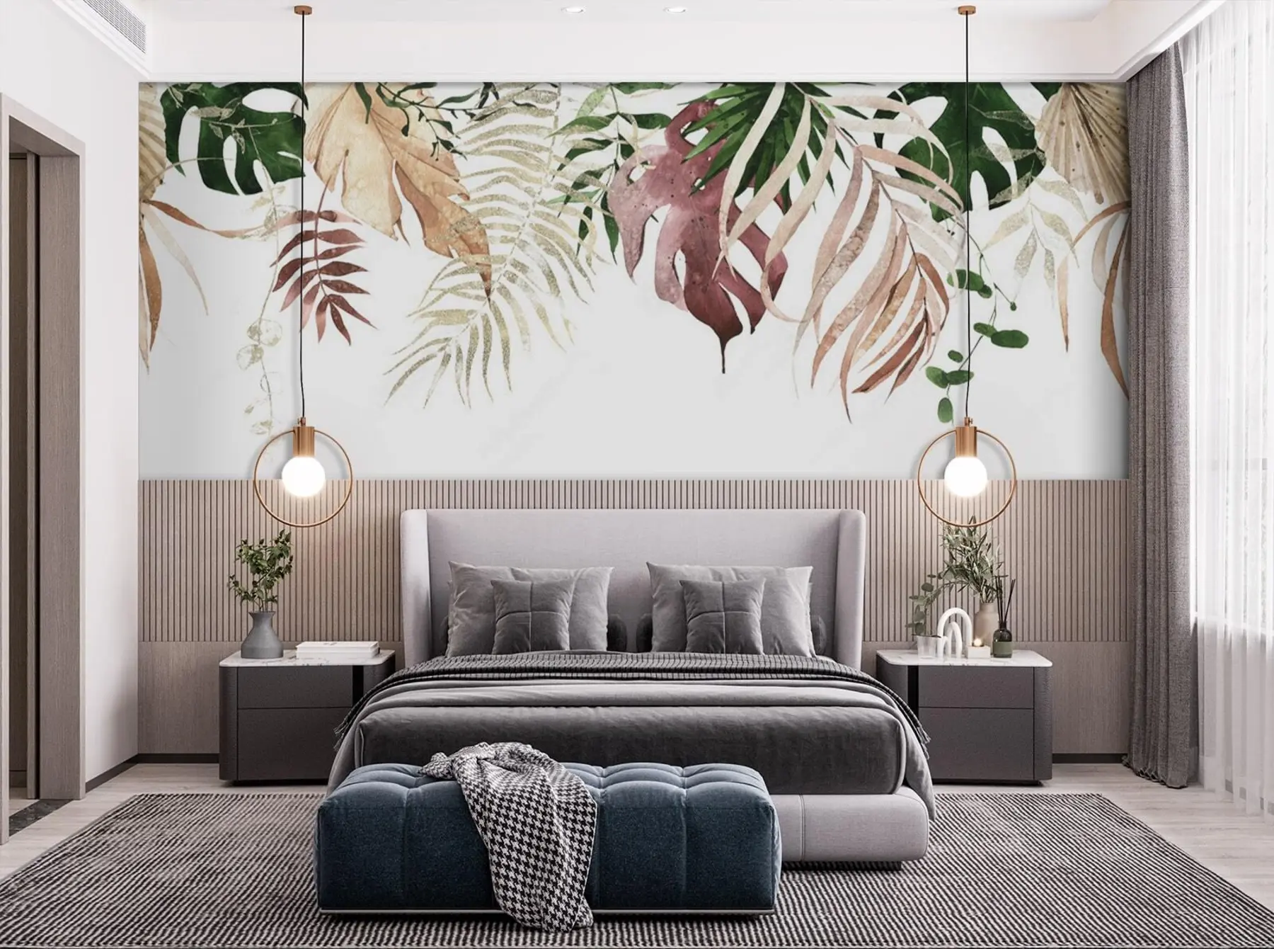 Wall Mural Photo Wallpaper Watercolor leaves monsters u72396