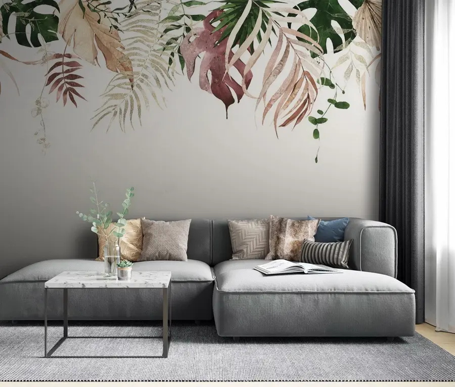 Wall Mural Photo Wallpaper Watercolor leaves monsters u72396