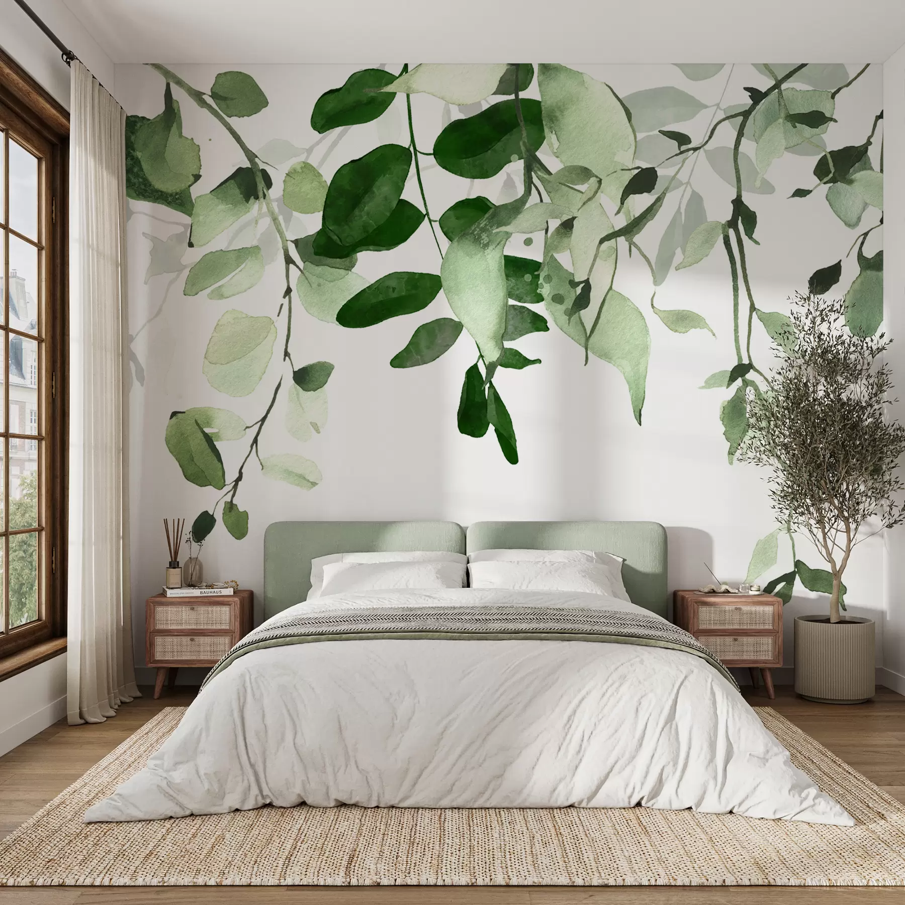 murales Hojas y ramas de acuarela u72397