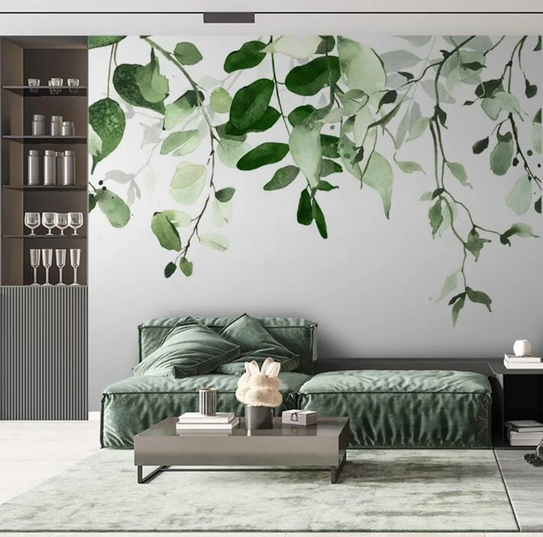 Wall Mural Photo Wallpaper Watercolor leaves and branches u72397